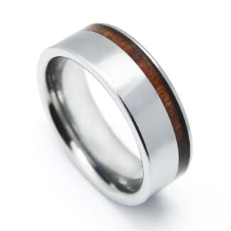 Men Wood Silver Rings
