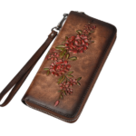 Genuine Leather Flower Pattern Wallet
